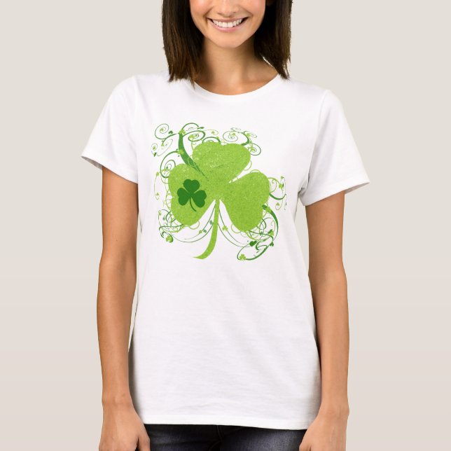 Fancy St Patricks Day Shamrock T-Shirt (Front)