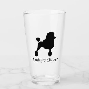 Fancy Standard Poodle Dog Silhouette Personalized Glass