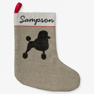Fancy Standard Poodle Silhouette with Custom Text Small Christmas Stocking