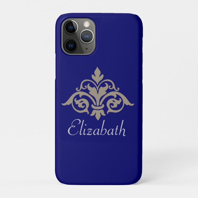 Fancy Stylish and Elegant Damask Monogram Case-Mate iPhone Case (Back)
