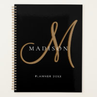 Fancy Stylish Black and Gold Monogram Script