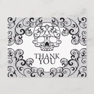 Fancy Sugar Skull Calavera Thank you Postcard