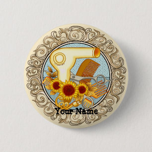 Fancy Sunflowers Beautician 2 Inch Round Button