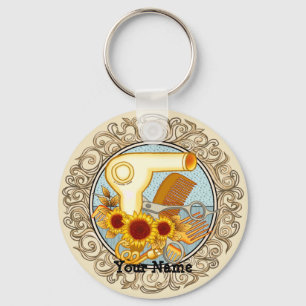 Fancy Sunflowers Beautician   Keychain