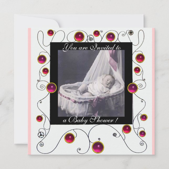 FANCY SWIRLS BABY SHOWER MONOGRAM,photo template (Front)