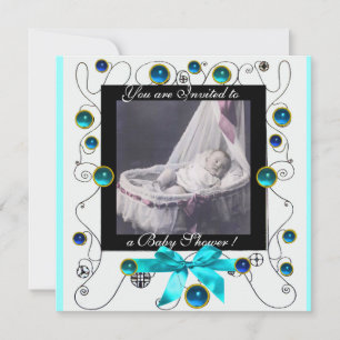FANCY SWIRLS BABY SHOWER MONOGRAM,photo template