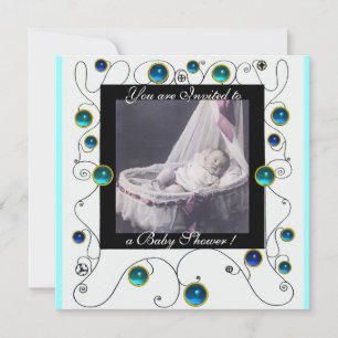 FANCY SWIRLS BABY SHOWER MONOGRAM,photo template