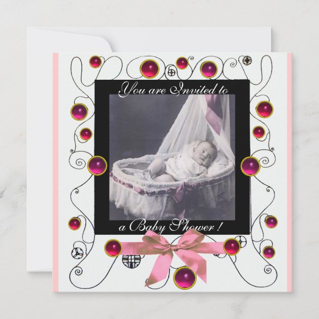 FANCY SWIRLS BABY SHOWER MONOGRAM,photo template (Front)