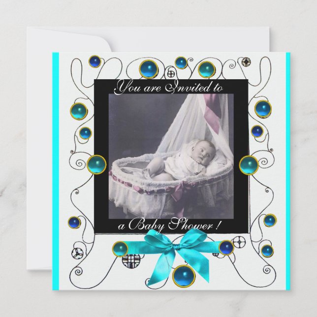 FANCY SWIRLS BABY SHOWER MONOGRAM,photo template (Front)