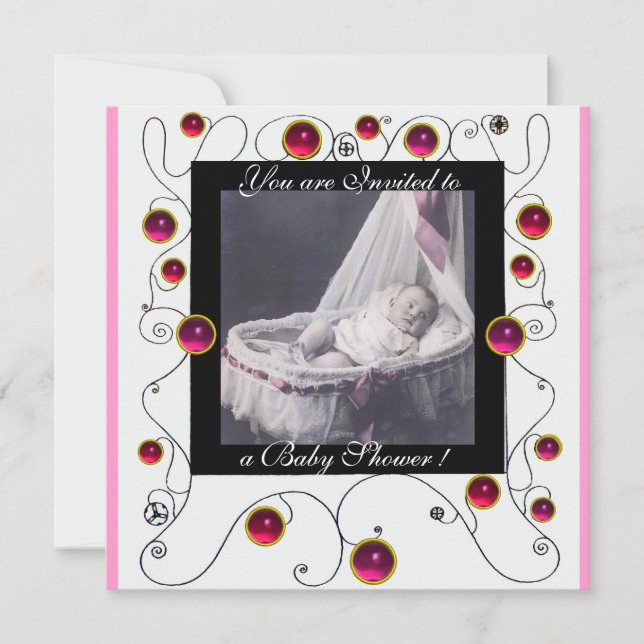 FANCY SWIRLS BABY SHOWER MONOGRAM,photo template (Front)