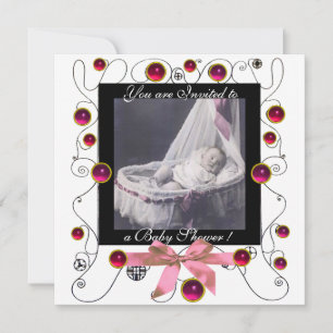 FANCY SWIRLS BABY SHOWER MONOGRAM,photo template