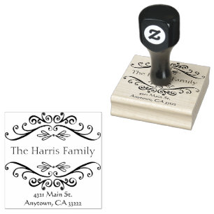 Fancy Swirls Frame Personalized Rubber Stamp