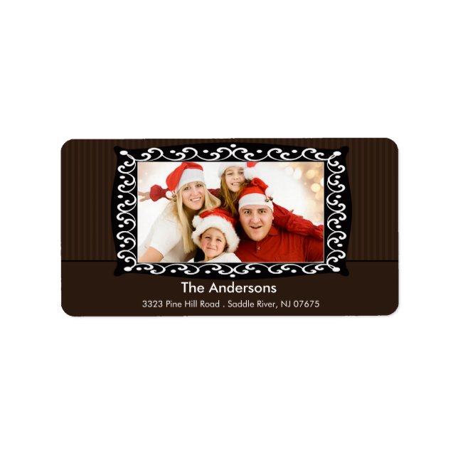 Fancy Swirls Frame PHOTO Return Address Label (Front)