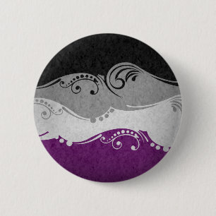 Fancy Swooped and Swirled Asexual Pride Flag  2 Inch Round Button