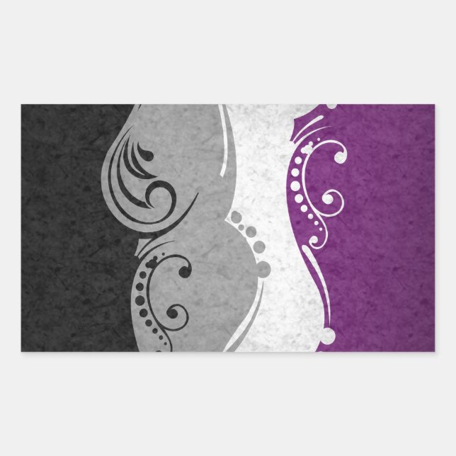Fancy Swooped and Swirled Asexual Pride Flag  Sticker (Front)