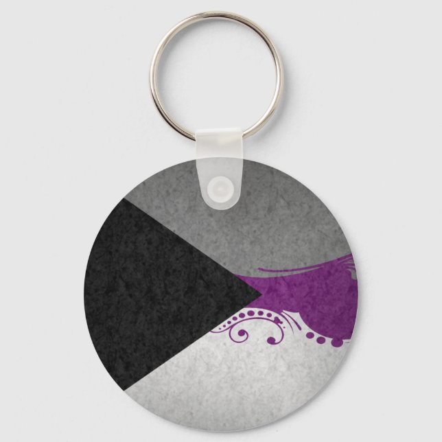 Fancy Swooped and Swirled Demisexual Pride Flag  Keychain (Front)