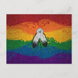 Fancy Swooped and Swirled Two-Spirited Pride Flag Postcard
