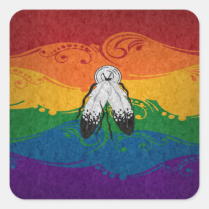Fancy Swooped and Swirled Two-Spirited Pride Flag  Square Sticker