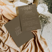 Fancy Taupe Brown Floral Boho Wedding Details