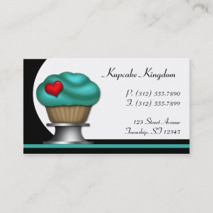 Fancy Teal Cupcake Pedestal Business Cards