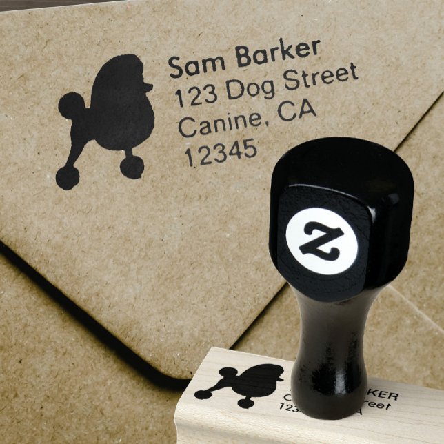 Fancy Toy Poodle Dog Silhouette Return Address Rubber Stamp (Creator Uploaded)