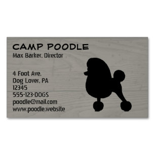 Fancy Toy Poodle Silhouette Faux Wood Style Magnetic Business Card