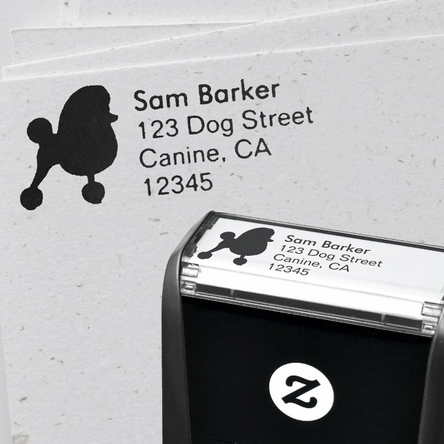 Fancy Toy Poodle Silhouette Return Address Self-inking Stamp (Creator Uploaded)