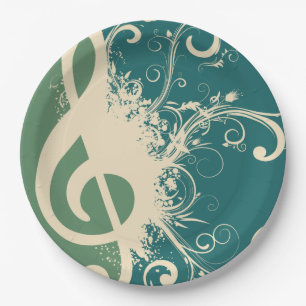Fancy Treble Clef Paper Plate
