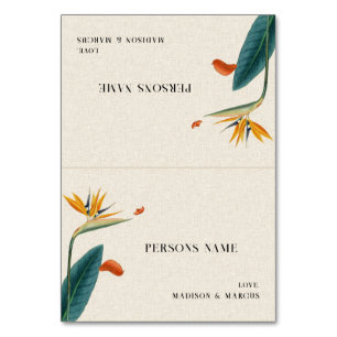 Fancy Tropical Flowers Wedding Place Card