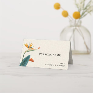 Fancy Tropical Flowers Wedding Place Card