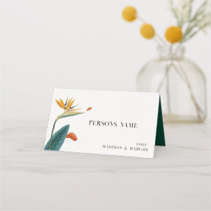 Fancy Tropical Flowers Wedding Place Card