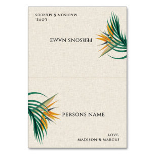 Fancy Tropical Flowers Wedding Place Card 2