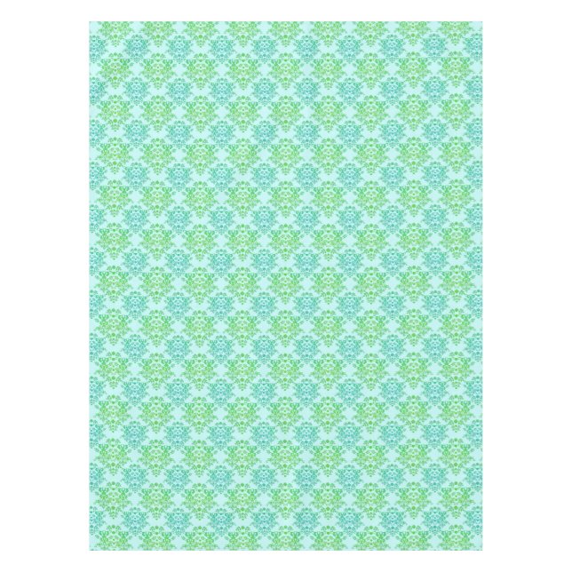 Fancy Turquoise Green Damask Pattern Tablecloth (Front)