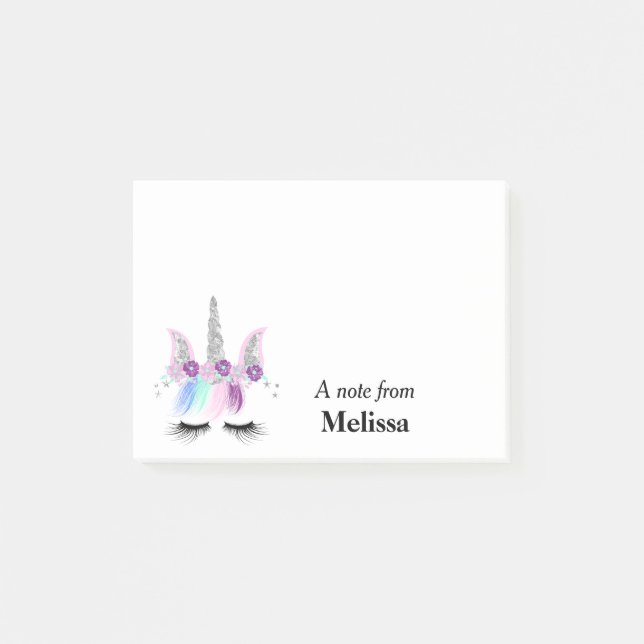 Fancy Unicorn Face Personalized Post-it Notes (Front)