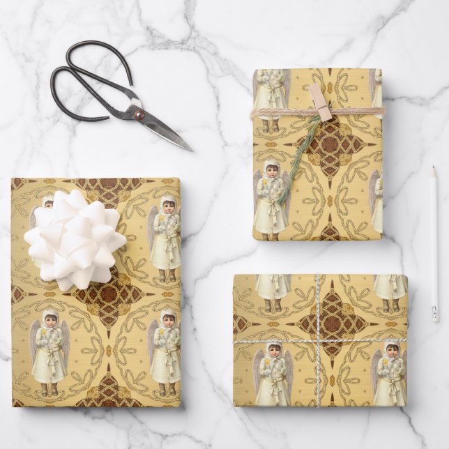 Fancy Victorian Angel Wrapping Paper Sheet (Front)