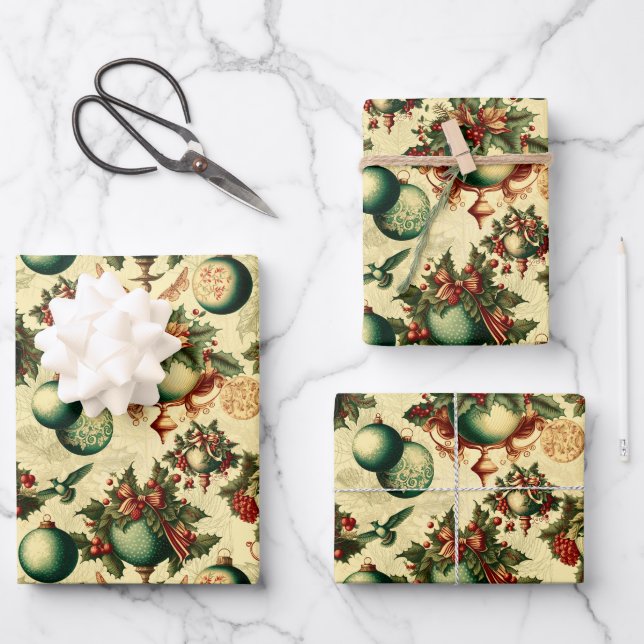 Fancy Victorian Ornaments   Wrapping Paper Sheet (Front)