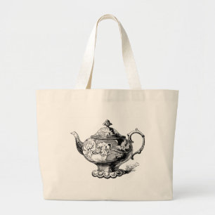 Fancy Victorian Teapot Totebag Large Tote Bag