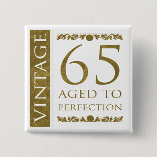 Fancy Vintage 65th Birthday 2 Inch Square Button