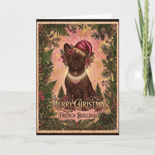 Fancy Vintage French Bulldog Christmas Card