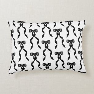 Fancy Watercolor Black Bow Pattern Accent Pillow