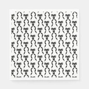 Fancy Watercolor Black Bow Pattern Napkin