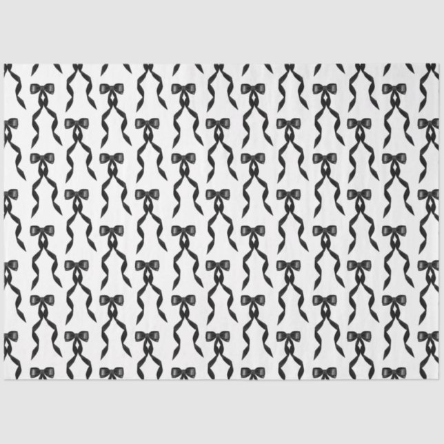 Fancy Watercolor Black Bow Pattern Tissue Paper (Front)