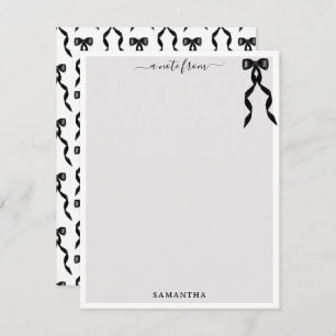 Fancy Watercolor Black Bow Personalized Card
