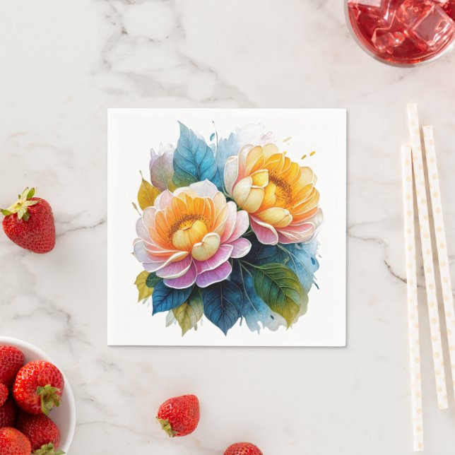 Fancy Watercolor Floral Napkin (Insitu)