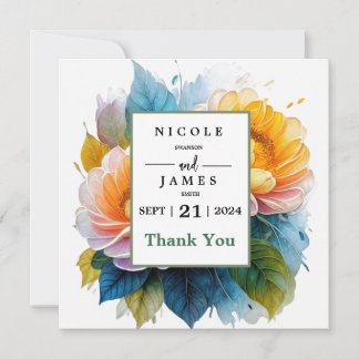 Fancy Watercolor Floral Thank You Card