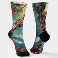 Fancy Watercolor Koi Fish Crew Socks