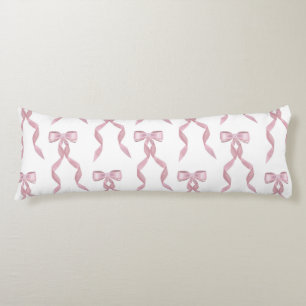 Fancy Watercolor Pink Bow Pattern Body Pillow
