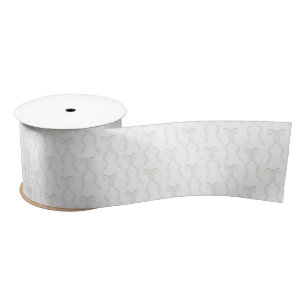 Fancy Watercolor White Bow Pattern Satin Ribbon