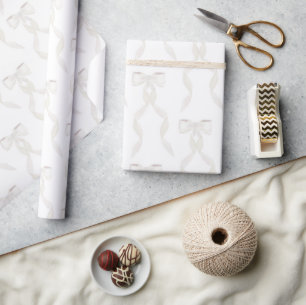 Fancy Watercolor White Bow Pattern Wrapping Paper