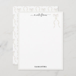 Fancy Watercolor White Bow Personalized Card